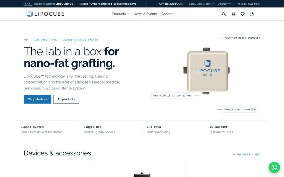 us.lipocube.com home page